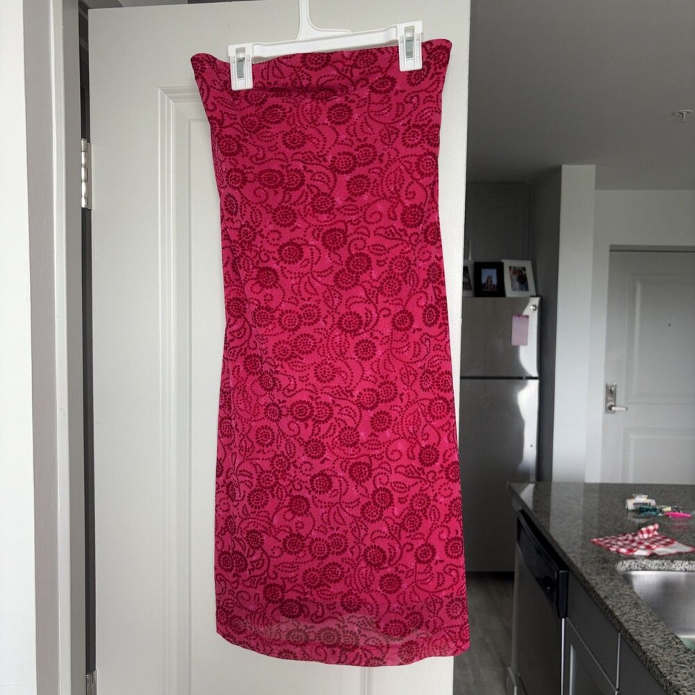 Vintage Express Dark Pink and Light Pink Dress Size XS Sleeveless Midi Length